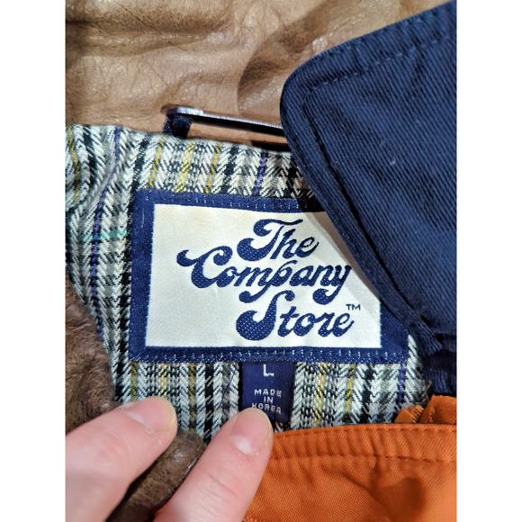 Vintage Goose Down Army blue tan Puffer Puffy Jacket Coat Mens Size Large VTG - Picture 2 of 5